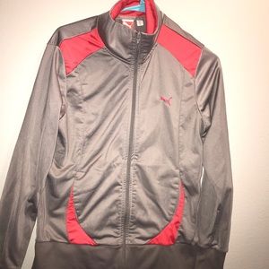 Gray and Red Puma Zip Up